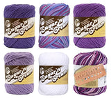 Variety Assortment Lily Sugar 'n Cream Yarn Bundle 100% Cotton Worsted #4 Weight Solids & Ombres with Needle Gauge (Mix 235)