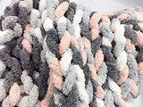 112oz Super Bulky Chunky Blanket Chenille Yarn for Arm Knitting, Luxury Thick Polyester Jumbo Weaving Crochet Craft Yarns for Throw Blanket Pillows