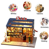 DIY LED Lights Miniature Dollhouse Kit Street Shop Doll House Model Wooden Furniture for Valentine's Day Creative Gifts (Sushi)