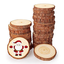 Wood Slices 30Pcs 2.4"-2.8" Unfinished Natural Wooden Slice Circle Kit Without Hole for Rustic Wedding Decorations Round Coasters&Halloween/Christmas Ornaments DIY Arts Crafts
