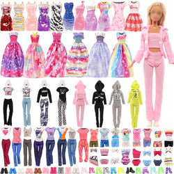 29 Pcs Doll Clothes and Accessories Including 14 Pcs Fashion Sequin Long Dresses Hooded Sports Suit Tops Pants Swimsuits with 15 Shoes for 11.5 inch Girl Dolls