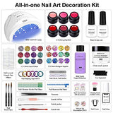 Morovan Gel Nail Polish Kit,With UV Light 48W LED Nail Lamp,Acrylic Powder Set,Nail Sequins,UV Gel Acrylic Extension Nails,Comes With a Full Set of manicure tools