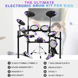 ZHRUNS Electronic Drum Set, Mesh Kit with Collapsible 3-Post Rack, Built-in Drum Coach with Play-Along Tracks, 15 Ready-to-play Portable Electronic Drum Set With Stool (XT53-002)