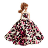 Peregrine Pink Feather Print Silk Prom Dresses for 11.5 inches Dolls