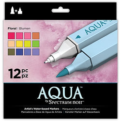New 12 Pen Set - Floral Aqua Markers