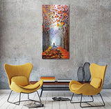 V-inspire Art,24X48 Inch Hand Painted Oil Paintings Modern Impressionist Landscape Art Romantic Forest Autumn Decoration Canvas Wall Art Painting Display Art For Living room Bedroom