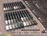 TOOLI-ART 22 Acrylic Paint Markers Paint Pens Pro Color Series Set 3mm Medium Tip for Rock Painting, Glass, Mugs, Wood, Metal, Glass Paint, Canvas, DIY. Non Toxic, Waterbased, Quick Drying (GRAYS)