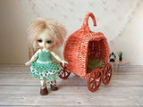 Miniature Pumpkin Carriage, wicker Cinderella Stroller Halloween Dollhouse BJD