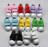 Fully 3 Pairs Canvas 7.8cm/3" Long Doll Shoes with Velcro Strap Fits Mini 1/3 23 Inch BJD Dolls