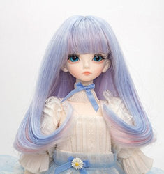 High Temperature Synthetic Fiber Long Curly with Fringe Hair Wig for 1/3 1/4 1/6 BJD SD Doll