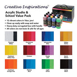 Creative Inspirations Artist Acrylic Paint Set of 12 Assorted Colors - 16 oz Bottles