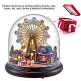Wallfire DIY Dollhouse Music Box Glassball Kit Miniature Doll House with LED Light Transparent Cover Handcraft Buildings for Friends Lovers