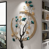 PRISIA Ginkgo Leaf Metal Art Decor 52.7 in * 32.7in 3D Metal Wall Sculpture for Living Room Porch Room Bedroom Modern Art Decor