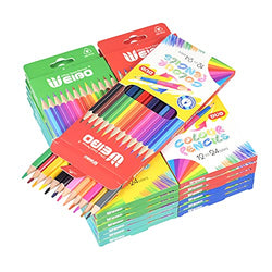 HAOXUE Weibo Coloured Pencils 12 pcs Art Drawing Set Perfect for Adults Children Colouring Books with Vibrant Colors by Sketching Drawing Painting Writing (Double Color 12pcs Pencils-24 Colors)