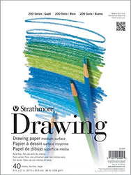 Strathmore 25-011 200 Series Drawing Pad, 11"14" Tape Bound, 40 Sheets