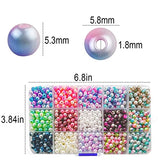 1200 Pieces Gradient Pearl Beads for Jewelry Making Faux ABS Pearls Beads for Craft DIY 6mm Loose Round Spacer Beads with Hole Multicolored Smooth Beads for Bracelets Earrings Necklaces (15 Colors)