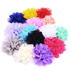 Fabric Flowers, 4 Inch 14Pcs Lace Chiffon Peony Fabric Flowers for DIY Headbands Girl Flower