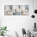 Abstract Canvas Wall Art Modern Abstract Painting Prints Blue Grey Canvas Picture Artwork Contemporary Wall Art Bedroom Living Room Bathroom Office Decoration Framed Ready to Hang 12" x 16" x 3 Pieces