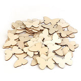 TINKSKY 50pcs Wooden Butterfly Shapes Craft Blank, Natural Unfinished Cutout Shape Wooden