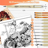 Drawing Pens Anime Pens Sketch Pens Precision Multiliner Pens Office School Supplies Drawing Pens for Artists Line Art Pens Art Pens 9 Pack + 3 Paintbrushes