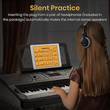 Moukey 61 Key Keyboard Piano for Beginners, Full-Size Key Digital Piano w/Built-in Speaker, LED Screen, Sheet Music Stand, Power Supply, Electric Piano, Teaching Mode, 300 Voices, 50 Demos, 300 Rhythm