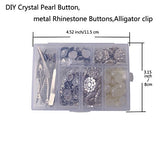 Arlai DIY 6 styles combination Small Clear Rhinestone Buttons Alligator clip Crystal Glass Button