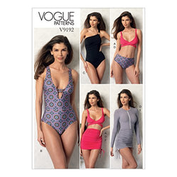 Vogue Patterns Casual Misses' Wrap-Top Bikini, One-Piece Swimsuits, And Cover-Ups, 14-16-18-20-22, Green