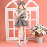 Anyren Fashion Girl Joints Doll 3D Simulation Doll with Long Hair Soft Body Outfit Dress up Collection Toy Cuddle Gift Attractive Toy Gift for Girls