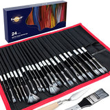 Artist Brushes,Acrylic Paint Brushes,Detail Paint Brushes Set 24 Pack Paint Brushes for Acrylic Painting Synthetic Brush Sets Miniature Painting Brushes for Oil Watercolor Canvas with Carrying Bag