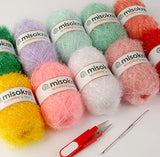 Misoknit Pastel Scrubby Yarn for dishcloths Crocheting 10 Skeins Package (Type A) - Polyester 100%, 1.4oz(40g) Each, 98 Yards per Skein