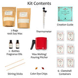 Premium Soy Melt Making Kit - DIY Set Creates 6 Delightfully Scented Melts by Essential Reserve with Orange Bliss & Vanilla Dreams (Red Pitcher)
