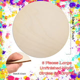 6 Pack 20 Inch Round Wood Circles for Crafts Blank Round Wood Cutouts Unfinished Round Wood Discs Large Unfinished Wood Circles for Door Hanger Design Wood Burning