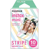 Fujifilm Instax Mini 9 Camera Smokey White + Mini Stripe Film - 10 Exposures