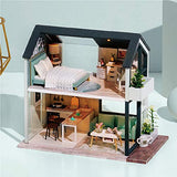 CUTEBEE Dollhouse Miniature with Furniture, DIY Wooden Dollhouse Kit Plus Dust Proof , 1:24 Scale Creative Room Idea