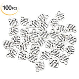 100 Pcs Love Heart Charm Made with Love Letter Carving Pendant Jewelry Making Accessories