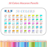 H & B 50 Pastel Colored Pencils Set,Macaron Colored Pencils for Adult Coloring,Professional Oil Based Colored Pencils,Art Pencils,Drawing Pencils for Artists Sketching Shading