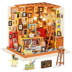 Rolife DIY Miniature Dollhouse Craft Kits for Adults Mini Bookstore Model Building Set Birthday Gift (Sam’s Study)