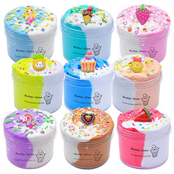 Butter Slime Kit Two-Toned 9 Packed for Girl Boys Party Favors Toys, Stocking Stuffers for Kids 6 7 8 9 10 11 12 Years Old