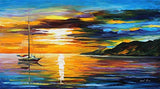 Sunset Canvas Art Sailboat Oil Painting By Leonid Afremov Studio - Sailing With The Sun 2