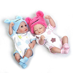 Minidiva Reborn Baby Dolls, 2pcs 10 inch/26cm Boy and Girl Twins Full Body Soft Silicone Newborn Baby Lifelike Reborn Dolls Gift