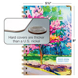 HARDCOVER Academic Year 2023-2024 Planner: (June 2023 Through July 2024) 5.5"x8" Daily Weekly Monthly Planner Yearly Agenda. Bookmark, Pocket Folder and Sticky Note Set (Watercolor Tree)