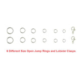 EuTengHao 1504pcs Open Jump Ring and Lobster Clasps Kit Jewelry Repair Tools Kit with Jewelry Pliers Jump Rings Opener Tweezers Jewelry Making Accessories for Necklace Making Repair (Bright Silver)