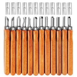 Gimars 12 Set SK5 Carbon Steel Wax & Wood Carving Tools Knife Kit for Rubber, Small Pumpkin, Soap, Vegetables & More For Kids & Beginners with Reusable Pouch