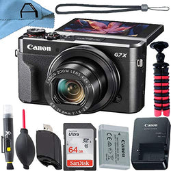 Canon PowerShot G7 X Mark II Digital Camera 20.1MP Sensor with SanDisk 64GB Memory Card + Tripod + A-Cell Accessory Bundle (Black)