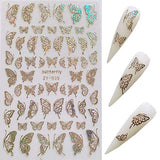 Butterfly Nail Art Stickers Decals Laser Butterfly Stickers Nail Designs 3D Gold Butterflies Nail Art Adhesive Sticker Sheets Nail Foil Luxury Butterfly Nail Stickers for Nail Art Decoration (8 Pcs)