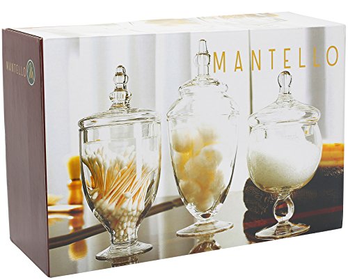 Mantello Clear Apothecary Jars With Lids Decorative Glass Candy Jar  Containers - Set of 3 