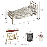 Aizulhomey Metal Miniature Dollhouse Furniture Golden Bed Set Size Suitable for 1:6 Scale Dollhouse Accessories 4Pcs