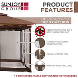Sunjoy S-GZ001-E-MN 10' x 10' Mosquito Netting Panels for Gazebo Canopy,Brown