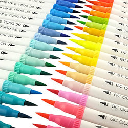GC 100 Dual Tip Brush Pen Marker Set Flexible Brush & Fineliner Tips - Watercolor Effects - Markers perfect for Adult Coloring Books, Manga, Calligraphy, Hand Lettering, Bullet Journal Pens