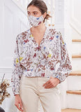McCall's Misses' V-Neck Blouse and Mask Sewing Pattern Kit, Code M8220, Sizes XS-S-M, Multicolor